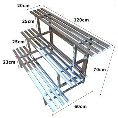 3-tier 120cm LARGE Garden Stainless Steel Pots Plant Stand Rack Chrome  Outdoor