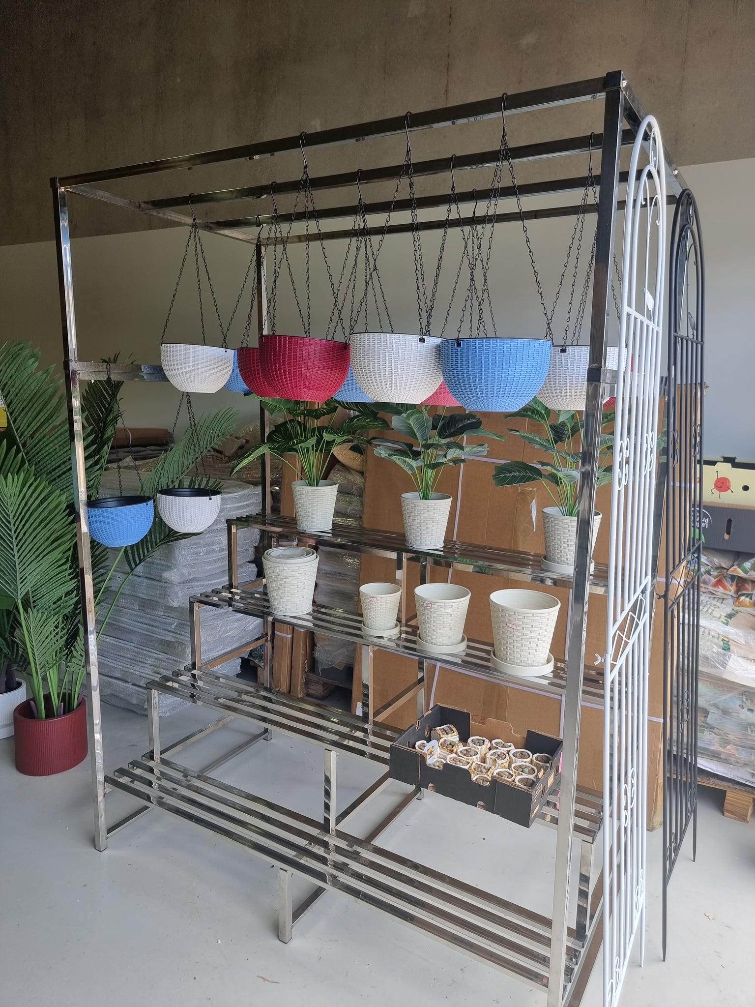 succulent stand with shade cover 4 Tier Stainless Steel Plant Stand with roof rack for shade cloth /han – We Love Succulent