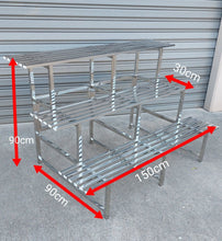 Load image into Gallery viewer, 3 Tier - 90cm high - 30cm shelf width Stainless Steel Plant Stand