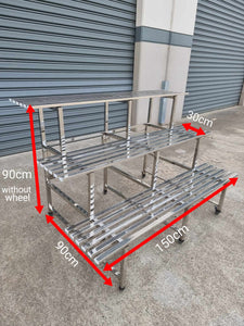 3 Tier - 90cm high - 30cm shelf width Stainless Steel Plant Stand