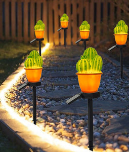 Pack of 6  - Cactus Shape LED Solar Light for Outdoor Garden Landscape