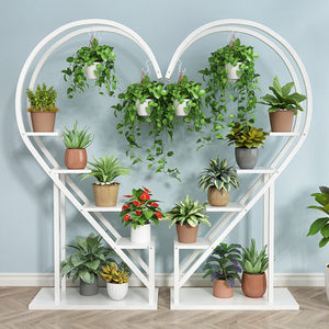 White Metal Heart Shape Stand for Indoor Plants