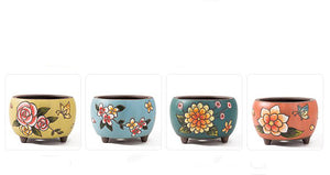 Quality Ceramic Hand-painted Succulent Pot - 13.5cm Diameter 9.5cm Height